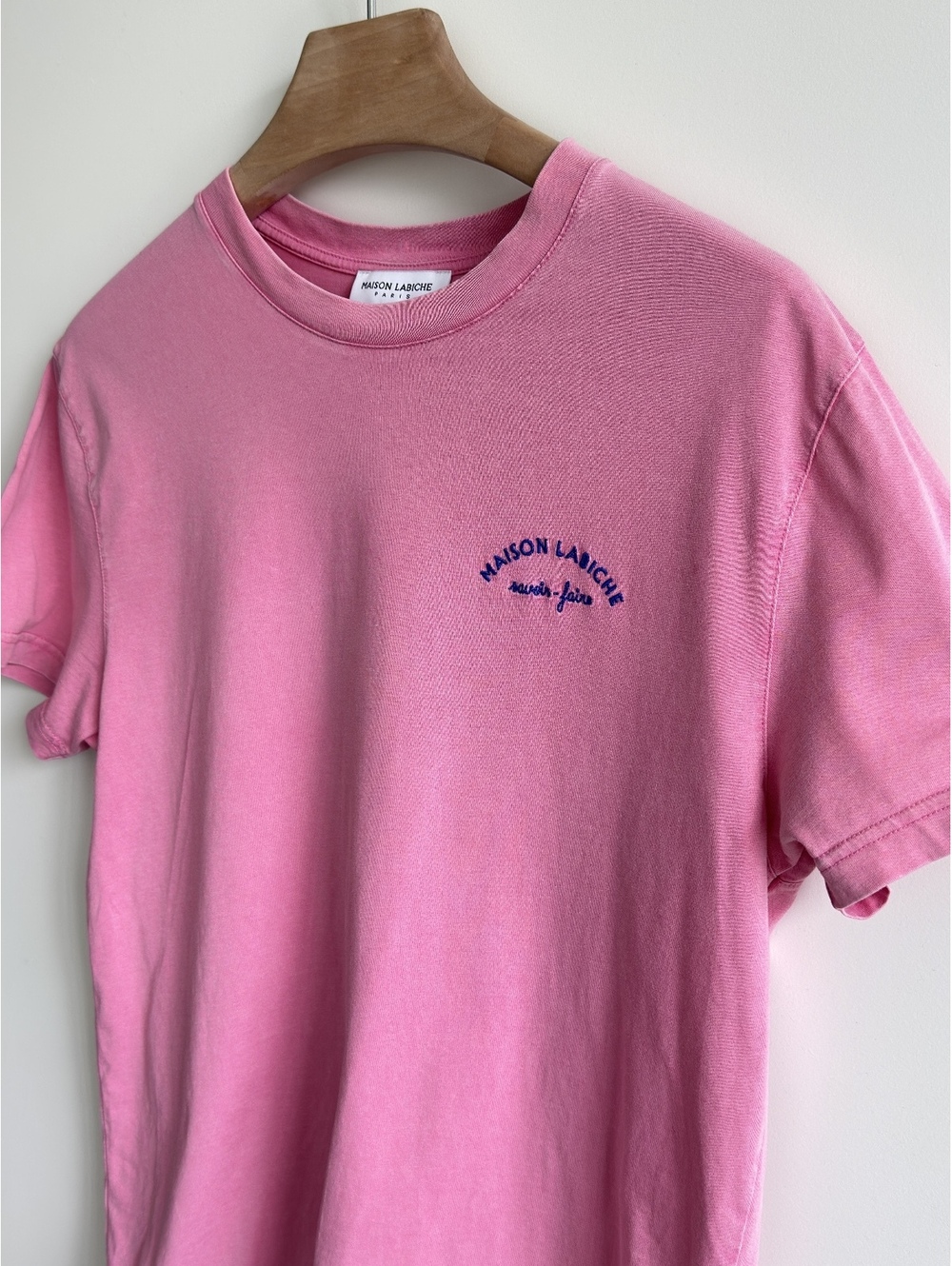 Maison Labiche Paris Pink Embroidered Cotton T-Shirt Size Medium - Picture 8 of 10